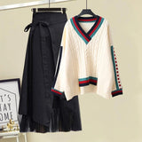 Women Sets Mesh Patchwork Slash Neck Tops + Asymmetric Skirt 2 Piece Suit Female Party Suits Elegant Casual Two Piece