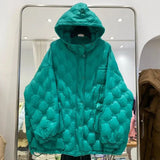 Women 2023 Autumn winter Hooded down jacket Oversized Solid Fashion Pockets Long sleeve puffer coat
