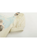 Print T-shirt For Women Summer Short Sleeved Square Collar T Shirt Streetwear Y2K Casual Chic Slim 90s Female Tees