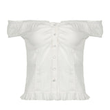 Small Fragrant Pure Girl Bubble Sleeve Strapped With Wood Ear Age Reduction Netcloak Umbilly Short-Sleeved