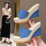 And Fish Mouth Large-Size Slippers Large-Size Summer New Thick Bottom Height Cloth Cold Slippers