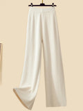 Winter Warm Knitwear Sets For Womens Elegant Turtleneck Sweater+long Knitted Jackets+wide Leg Knitting Pants Sets 2023