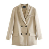 2021 spring womens blazer suit double breasted jacket coat solid color office ladies formal