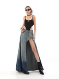 2023 Split Out Denim Skirt Jeans Women Casual Long Skirt High Waisted Jean Streetwear New Midi Skirt