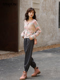 2022 Autumn Winter Women's Rainbow Stripe Cardigan Korean Slim O-Neck Mohair Single Breasted Knitted Sweaters