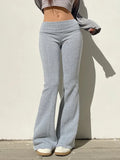 Casual Solid Low Rise Trousers Women Basic Slim Fitness leggings Sweatpants Korean Fashion Streetwear y2k Flared