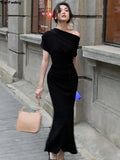 New Elegant Off Shoulder Birthday Evening Party Dress Women Sexy Bodycon Slim Midi Graduation Vestidos Female