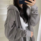 Retro Gothic Embroidered Cardigan Hoodies Women Y2K Street Trend Thickened Sweatshirts Couple Wild Zipper Hoodie