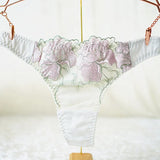 Japanese Women Panties Heavy Embroidery Floral Thongs Tanga Underwear Sexy Lingerie Seamless and G