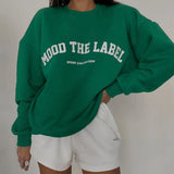 Women's Y2K Loose Sweatshirt Letter Print Crew Neck Long Sleeve Pullovers Fall Winter Casual Workout Tops