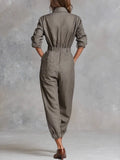 Women's Long Sleeve Shirt Collar Pocket Jumpsuits
