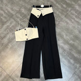 2022 Summer New Arrival Sleeveless Strapless Crop Top High Waist Long Pants Two Piece Set Women Streetwear