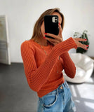 Striped See-Through Long Sleeve Top-Outfit