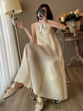 Pleated Party Dress Women's 2023 Summer New French Sleeveless Slim Ruffle