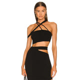 New Women Bandage Two Pieces Sets Sexy Sleeveless Tops & Midi Skirts Hollow Out Celebrity Club Evening Party Lady