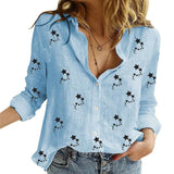 Women Casual Long Sleeve Cotton Linen Shirt Elegant Solid Cardigans Autumn Button Lapel Shirt Loose Oversized Blouse