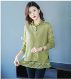 sweater 2023 spring and autumn fake two-piece POLO neck pullover patchwork long-sleeved lace knit bottoming