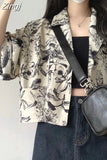Fit Half Sleeve Summer Ink Printing Casual Shirts Short Tops Women Vintage Tie Dyed Chemise Femme High Street