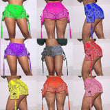 Paisley Women Shorts 2021 Summer High Waist Slim Biker Shorts with Pocket Fitness Neon Workout Activewear Cargo