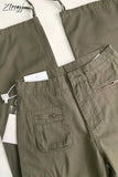 Street Retro Pocket Cargo Pants Women Army Green Loose High Waist Sweatpants American Casual Y2K Woman Pants 2023