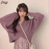 Pullovers Women 3XL Vintage Batwing Sleeve Korean Fashion Ladies Knitwear V-neck Spring Fall Femme New Design Cozy