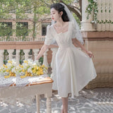 Summer New Women Fashion Elegant Prom Midi Dresses Vintage Princess Female Evening Party A Line Clothes