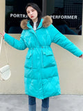 Long Women's Cotton Padded Coat Parkas Down Winter Jacket Thick Warm Fur Hooded Coats Puffer Outerwear Jacket