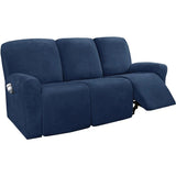 2 3 Seater Velvet Recliner Sofa Cover Elastic Split Design Relax Sofa Slipcover Solid Lounge Armchair Covers With Side