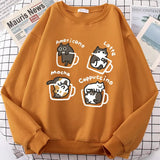 Coffee Cute Kitten Print Oversized SweatshirtOutfit