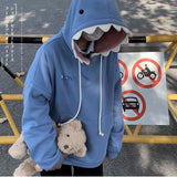 Shark Patchwork Hoodies Man Autumn Kawaii Sweatshirt 2023 Casual Long Sleeve Pullover School Couple Clothes