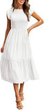 Summer Hot Women's Clothing New To Take Flying Sleeves Pure Color Folding Short-Sleeved Dress