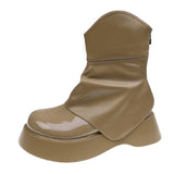 Womens Round Toe Platform Knee Thigh Boots Chunky High Heel Wide Tube Pull On Shoes Retro Chelsea Western New 2023