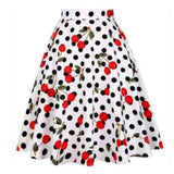 Women Midi Pleated Skirts Vintage 50s 60s Flower Printed Summer Ball Gown High Waist Audrey Hepburn Retro Swing Skater