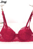 Women's Lace Unlined Underwire Push Up Bra Full Lace Brassiere Underwear Bras Lingerie Intimates Bralette