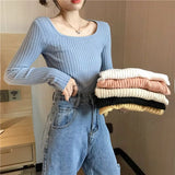 casual autumn winter slim Sweater pullovers women long sleeve basic knit top female casual o-neck basic ribbed