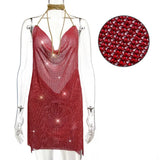 Metal body chain slip Summer Dress Women Bling diamond Beach bodycon dress Sequin Night club Party ladies dresses