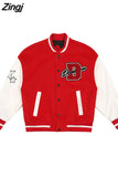 letter towel embroidered jackets coats women street hip-hop trend baseball uniform couple casual loose all-match