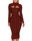Neck Bandage Dress 2022 Autumn Winter Long Sleeve Bandage Dress Bodycon Women Midi Sexy Party Dress Evening Club
