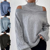 2025 New Solid Color Collar Long-Sleeved Jersey Elegant Loose Sweater