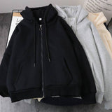 Oversized Hoodie Zipper Woman Clothes Winter Plus Velvet Loose All-match Coat Casual Women's Sweatshirt Couple