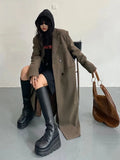 Coat Women Suit Collar Long British Style Long-Sleeved Outwear Ladies Autumn Loose Fried Street Casual