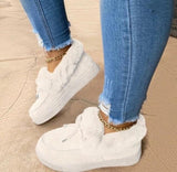 Women Winter Boots Warm Plush Velvet Ankle Snow Boots Lace Up Soft Winter Sneakers Comfortable Cotton Shoes for