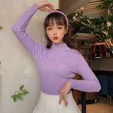 Harajuku Half High Collar Y2k Knitted Sweaters Women Autumn Winter Solid Colors Slim Pullovers Female Casual Korean