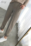 Pants Women Pencil Pants 2023 Autumn Winter Casual Thicken OL Style Wool Female Pants Loose Lady Trousers Capris 6648