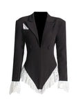 Wind 2025 Autumn And Winter New Women's Temperament V Collar Lace Splicing Small Suit And Clothing