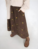 Embroidered Corduroy Maxi