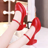 Leather Tip Tip 15CM Catwalk Ultra-High Heel Women's Thick-Sed Waterproof Table Single Shoe With Shallow Model Performance