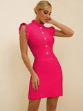 Pink Bandage Dress 2022 Christmas New Year Mini Bandage Dress Bodycon Women Summer Sexy Party Dress Evening Club