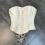 2022 Summer New Collection Sleeveless Drawstring Bandage Strapless Beige Sexy Slim Tank Top Women