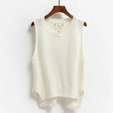 Neck Short Front Long Sweater Vest Women College Style Loose Large Size Casual Knitted Sweater Vest Pullover Female